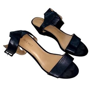 Nine West Pepperman Women's Black Ankle-Strap Wedge Sandals - Size 8M